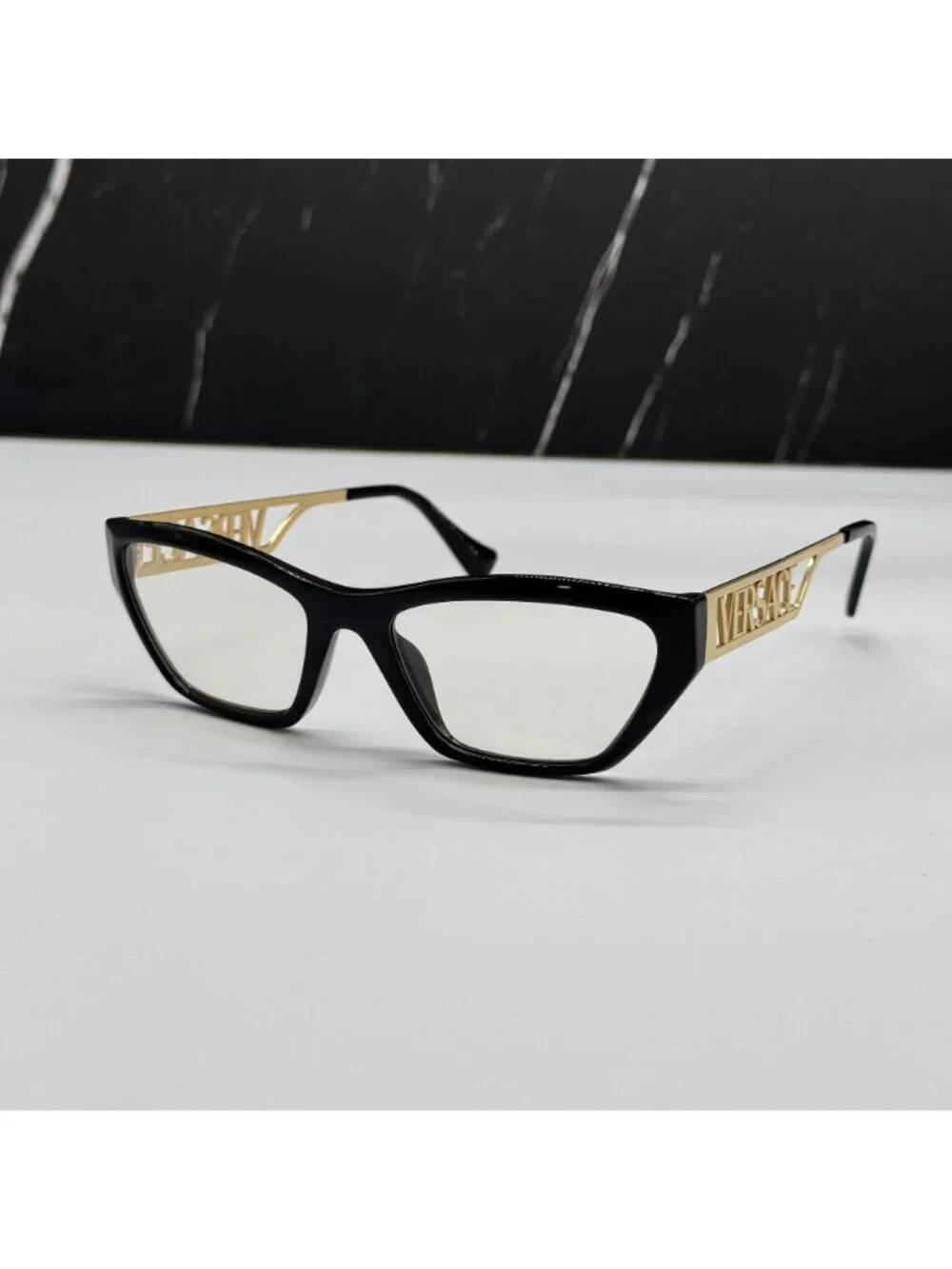 Versace VE3327U GB1 Black Gold Cat Eye Women Eyeglasses Authentic NEW